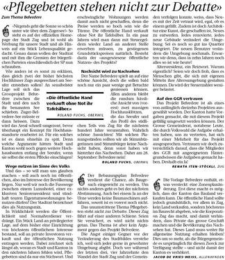 ZF. Pflegebetten stehen nicht zur Debatte; Neue ZZ, 13.9.2008.jpg