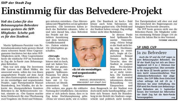 ZD. Einstimmig fuer das Belvedere-Projekt; Neue ZZ, 28.8.2008.jpg