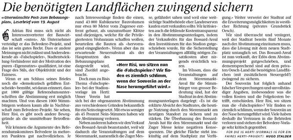 P. Die benoetigten Landflaechen zwingend sichern; Neue ZZ, 25.8.2008.jpg